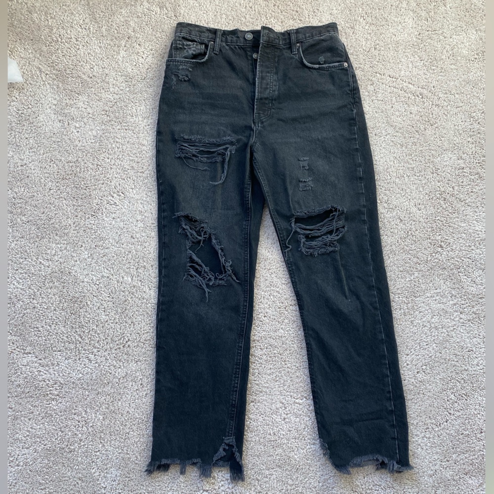 We The Free, Free People Distressed Black Denim Jeans. Women’s Size 27.